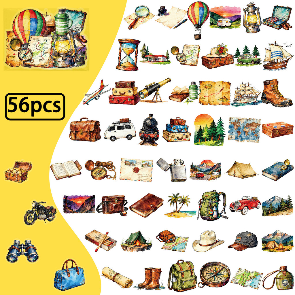 Outdoor Adventure Stores - 56Pcs Travel & Outdoor PET Stickers