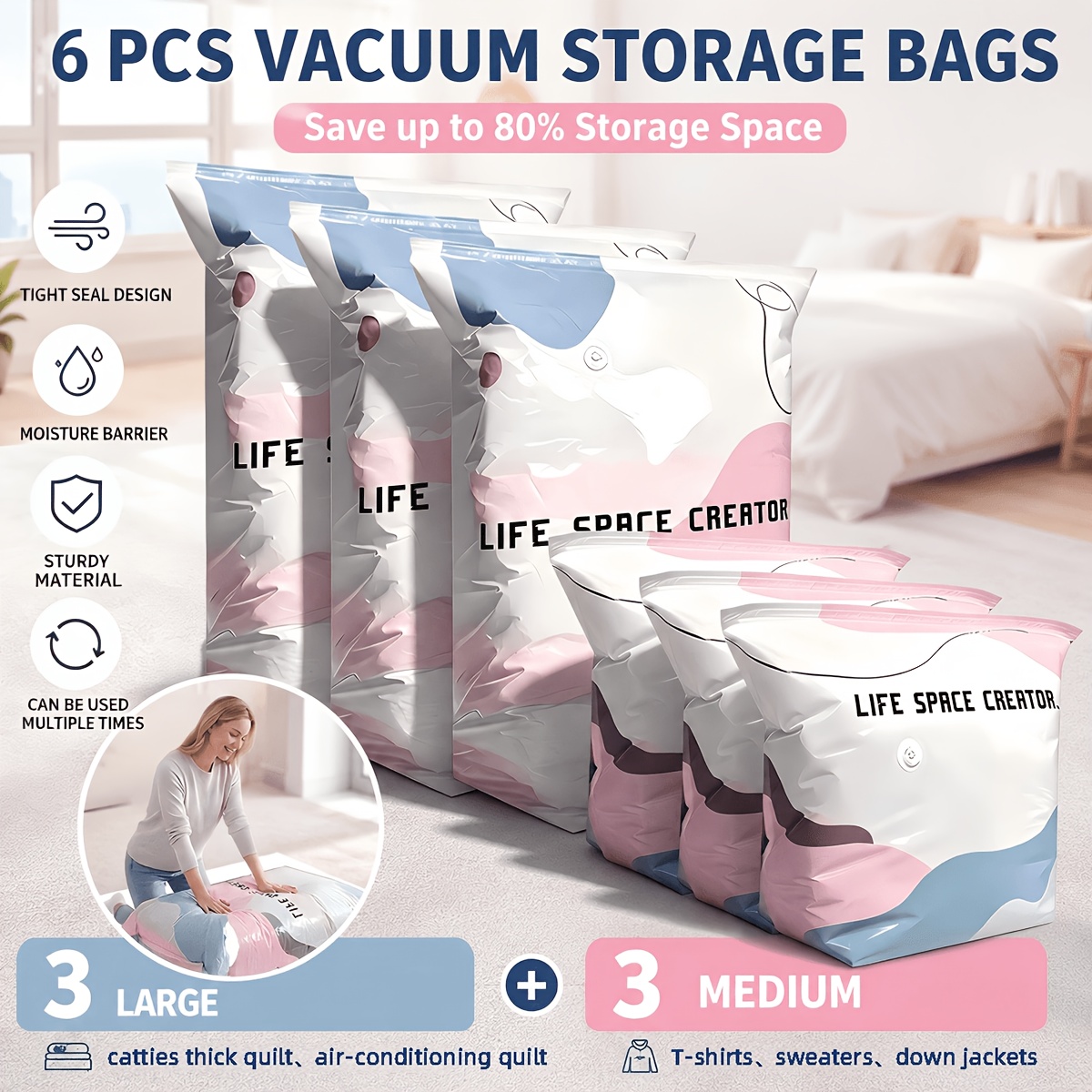 6-Pack Heavy-Duty No-Pump Vacu - огляд і ціна Space Blanket Heavy